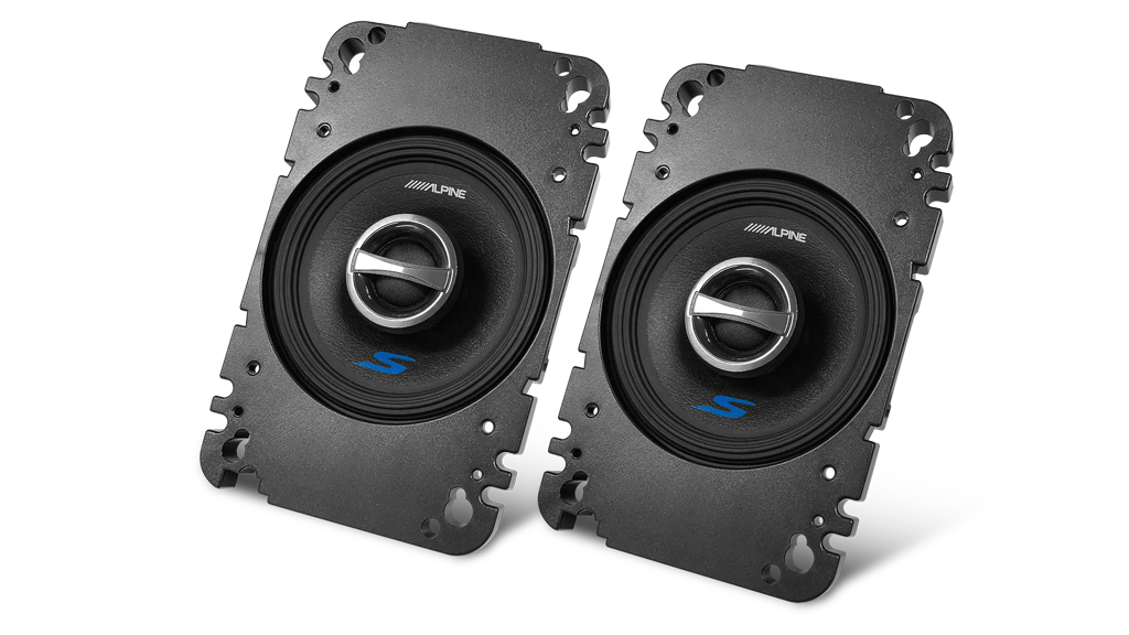Alpine S-S40 S-Series 4-Inch 2-Way Coaxial Car Speakers W/ 4x6 Adapter Plates